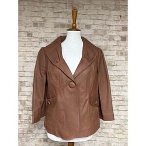 Classiques Entier Women’s L Soft Brown Genuine Lamb Leather Cropped Jacket